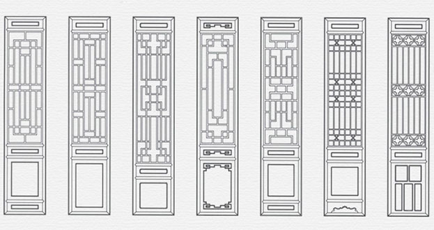 庄河常用中式仿古花窗图案隔断设计图